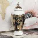 Glossy Ceramic White to Gold Ombre Jar
