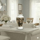 Gold and White Ceramic Urn - Metallic