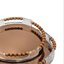 Gold Trim Round Mirror Serving Tray Set