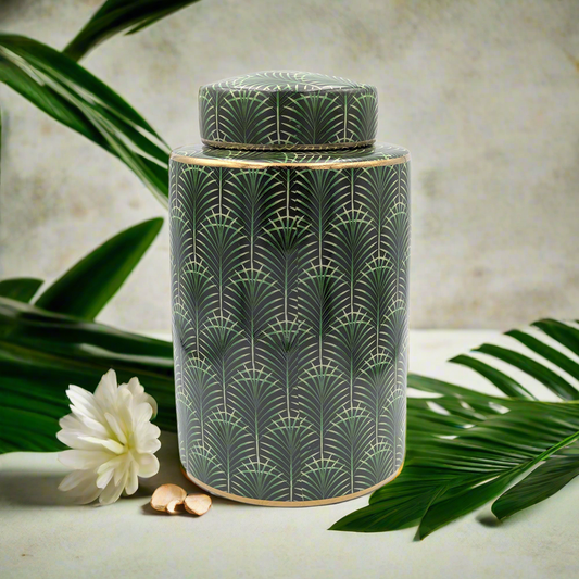 Selangor Palm Ginger Jar 26cm Green/Gold 