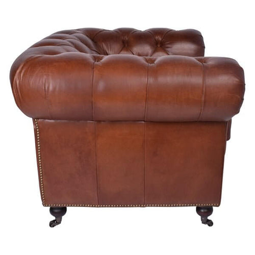 Hampton Court Aged Leather Chesterfield Chair