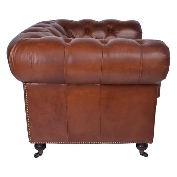 Hampton Court Aged Leather Chesterfield Chair