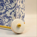 Hamptons Blue White Gold Accent Ginger Jar