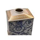 Hamptons Blue White Gold Accent Ginger Jar