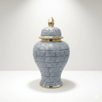 Blue and Gold Dotted Temple Jar