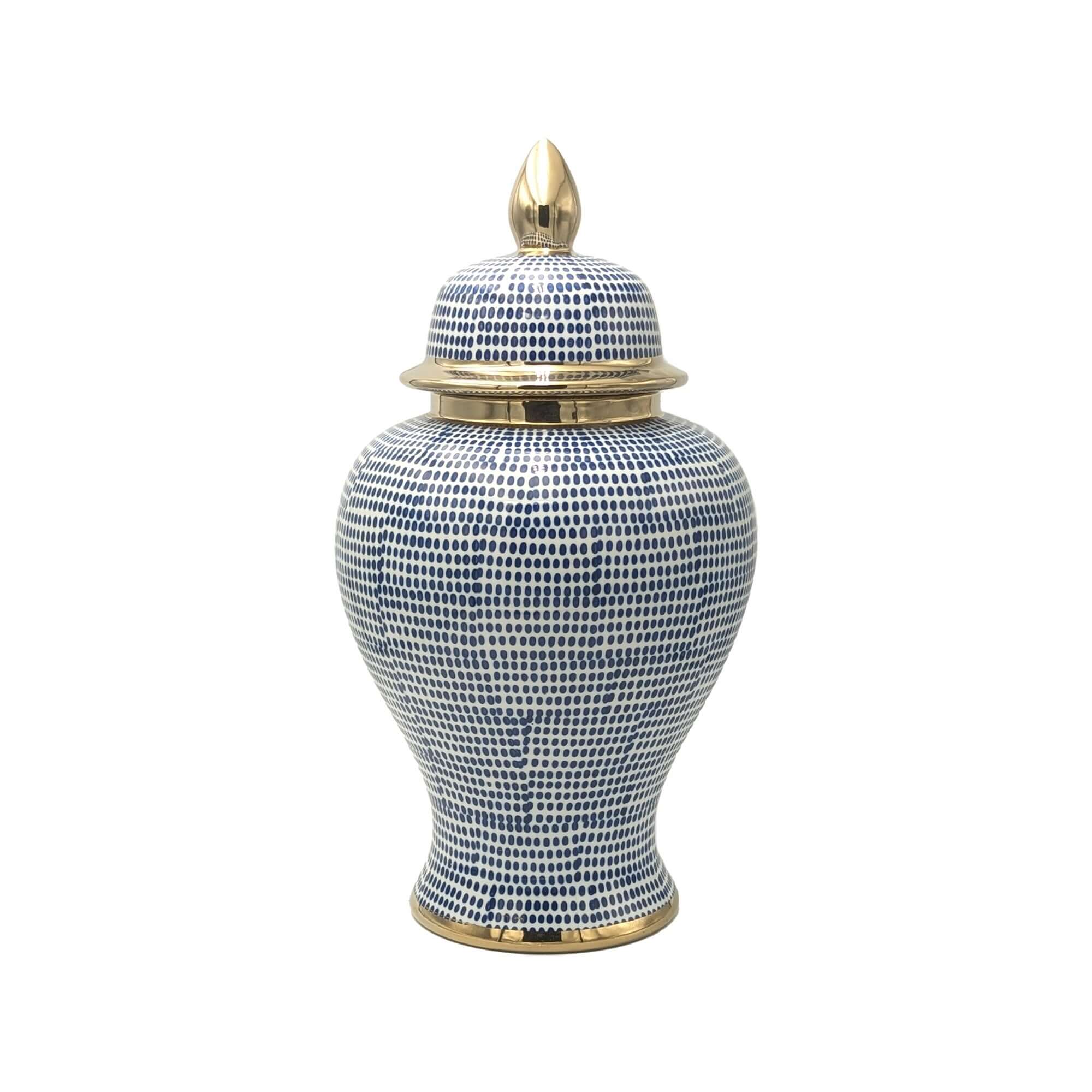 Hamptons Style Blue Dot Ceramic Temple Jar