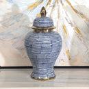 Hamptons Style Blue Dot Ceramic Temple Jar