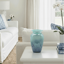 Hand-Blown Teal Ombre Frosted Glass Vase