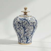 Blue and White Bird Ceramic Ginger Jar