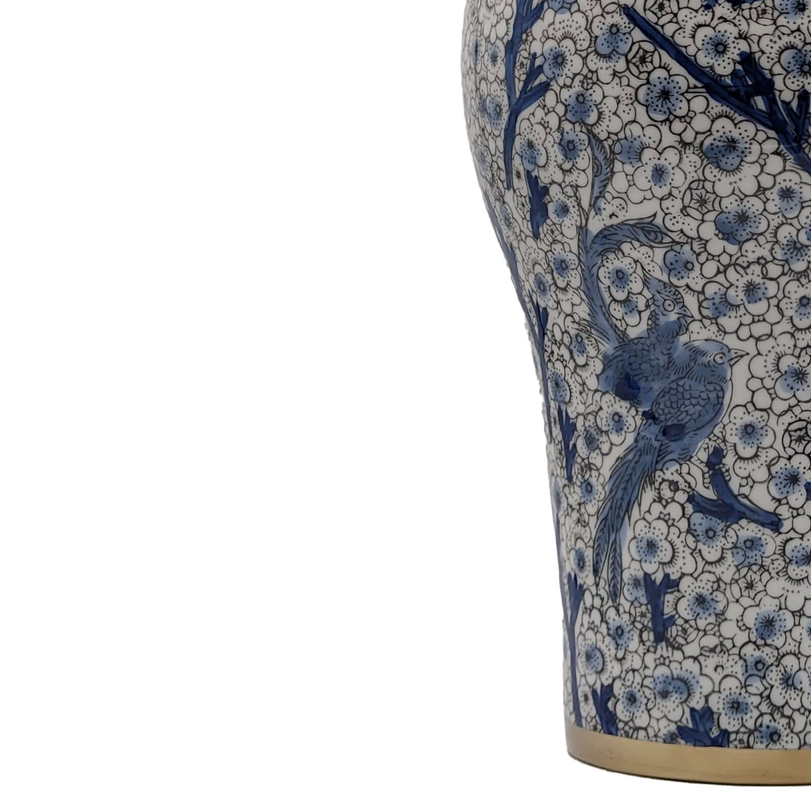 Hand-Painted Blue Bird Floral 30cm Jar