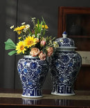 Hand-Painted Blue White Ginger Jar Large