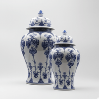 Blue and White Ceramic Ginger Jar Set