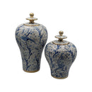 Hand-Painted Blue White Gold Ginger Jar Set
