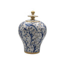 Hand-Painted Blue White Gold Ginger Jar Set