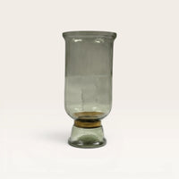 Smoked Green Glass Hurricane Candle Holder