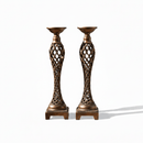 Handcrafted Wooden Pillar Holder Set