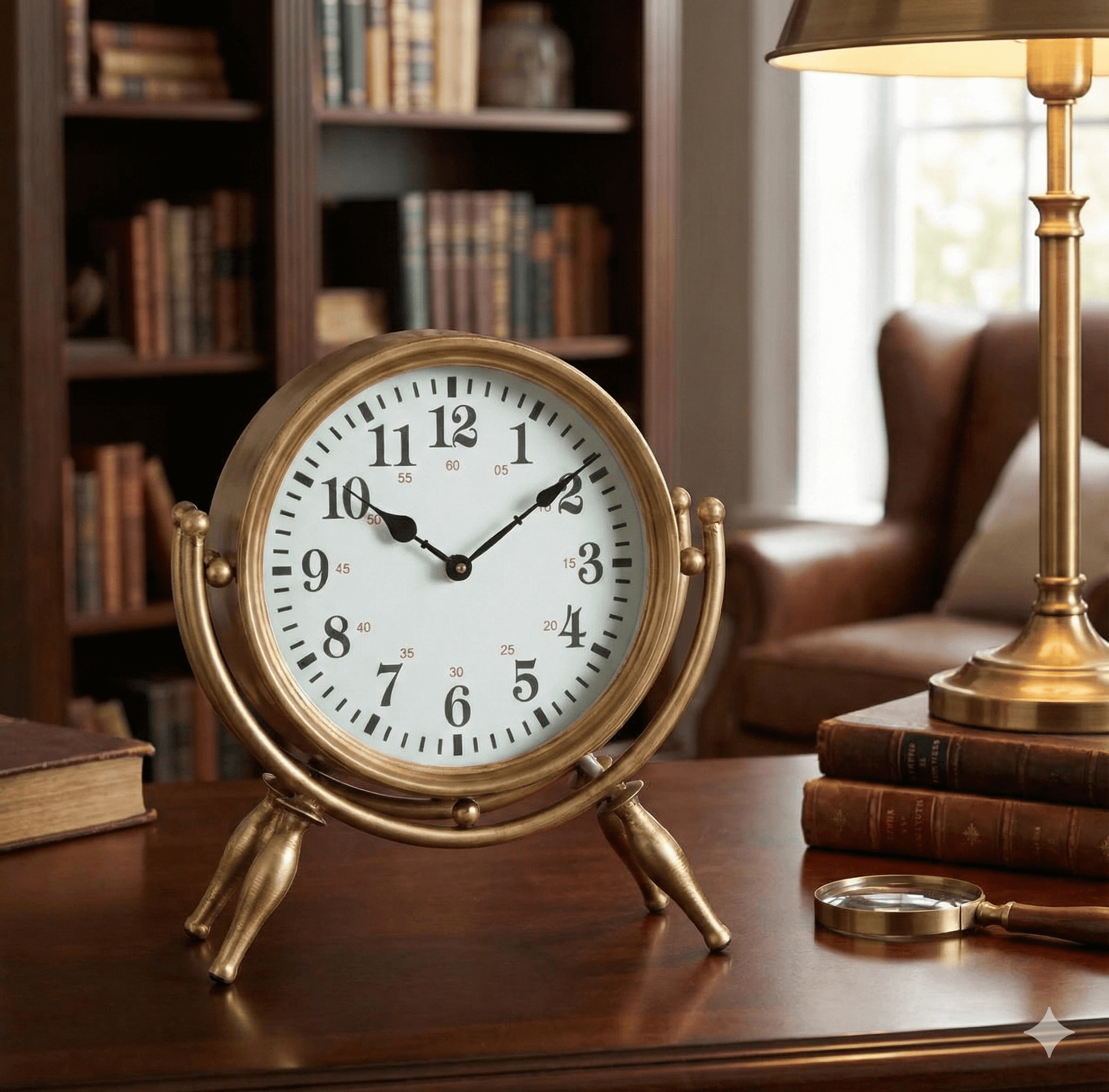 Hayden Gold Angled Legs Table Clock - 34cm