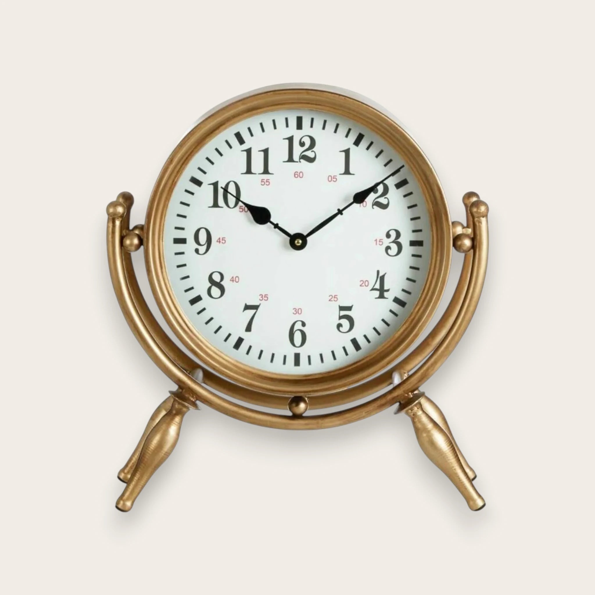 Hayden Gold Angled Legs Table Clock - 34cm