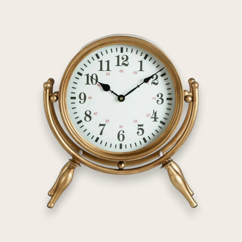 Hayden Gold Angled Legs Table Clock - 34cm