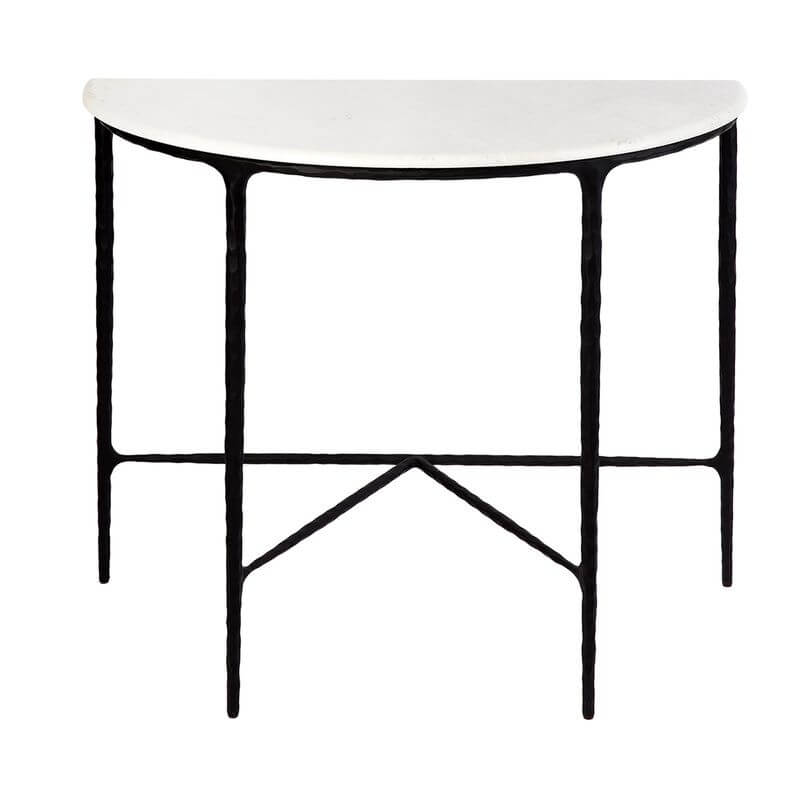 Heston Black Marble Demilune Console Table