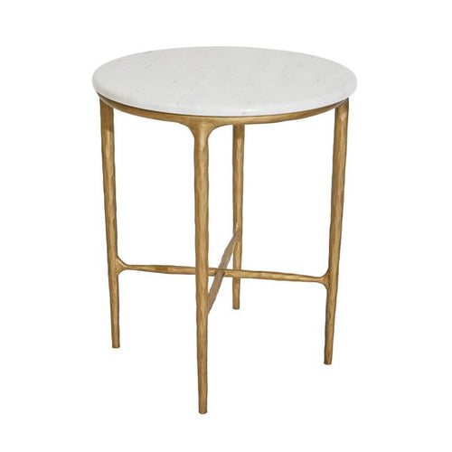 Heston Brass & Marble Round Side Table for Home