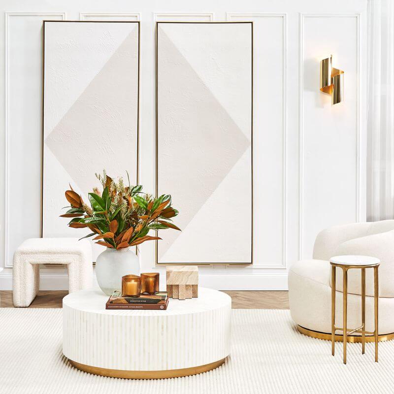 Heston Petite Marble Side Table with Brass Frame