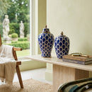 Blue and White Scallop Ceramic Jar Set