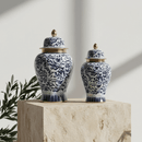 Imperial Navy Gold Floral Ginger Jar Set