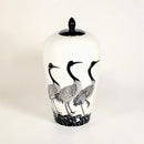 Hand-Painted Ceramic Crane Ginger Jar - 35cm