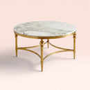 Classic Round Marble Coffee Table - Gold 90cm