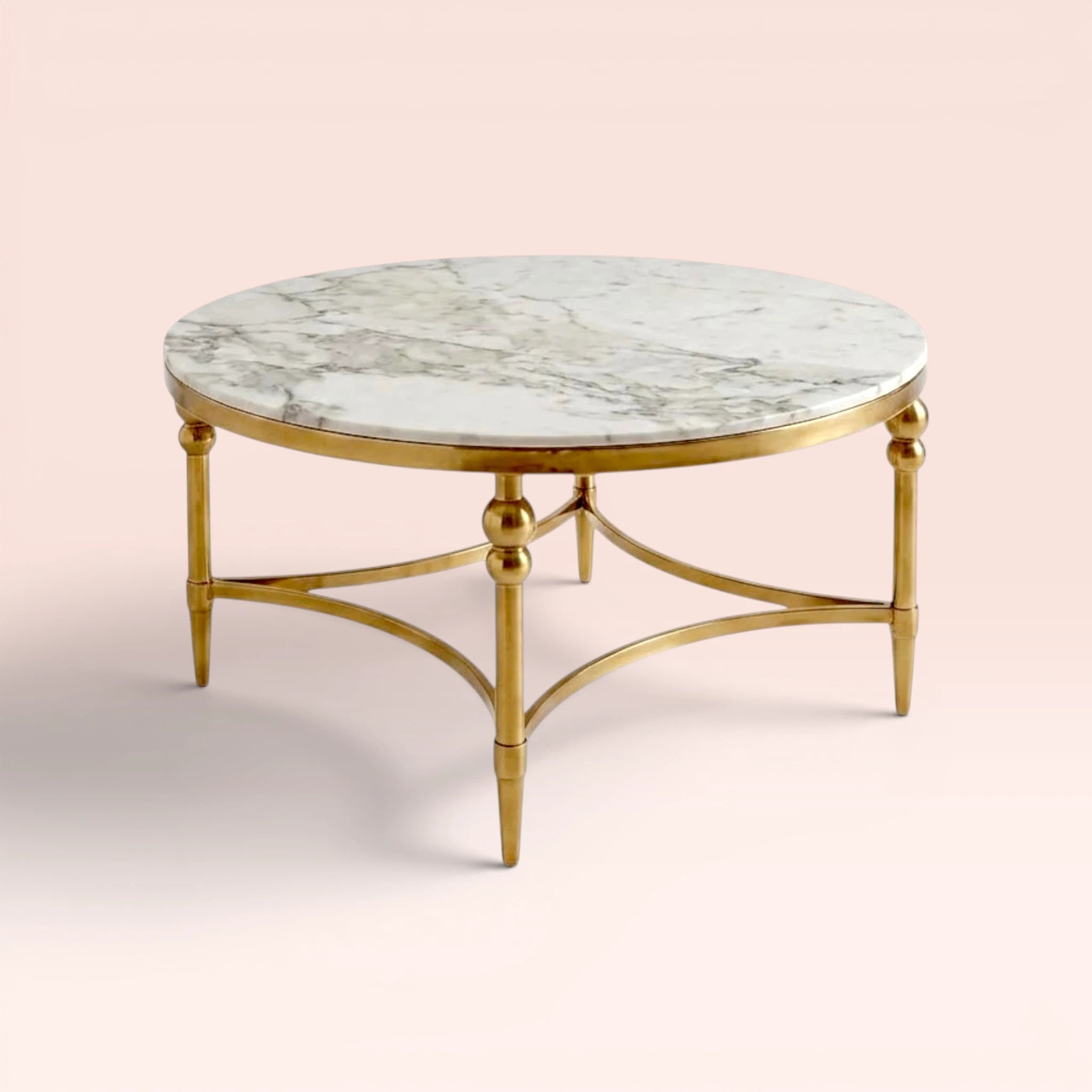 Classic Round Marble Coffee Table - Gold 90cm