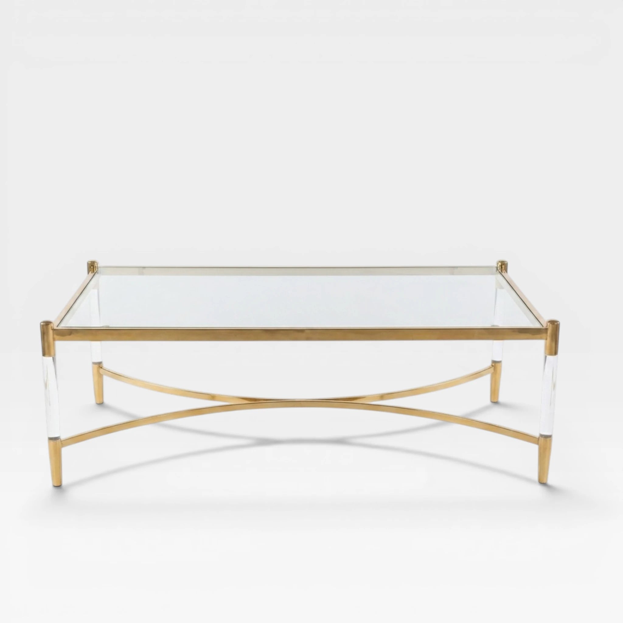 Glass Top Acrylic Coffee Table - Gold 140cm