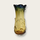 Murano Style Amber Blue Glass Vase - 35cm