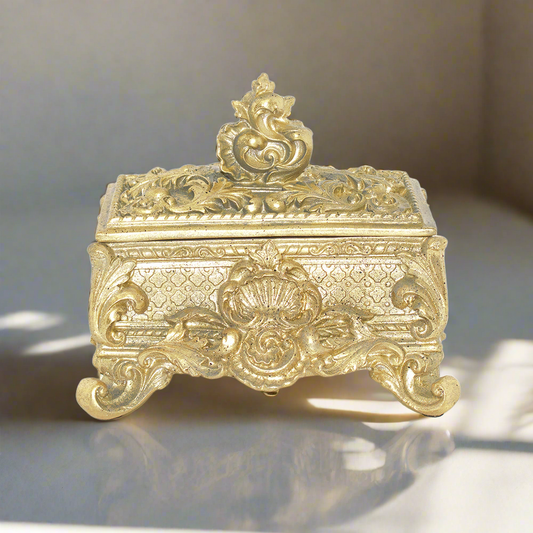 French Country Rustic Gold Jewellery Box 24cm 