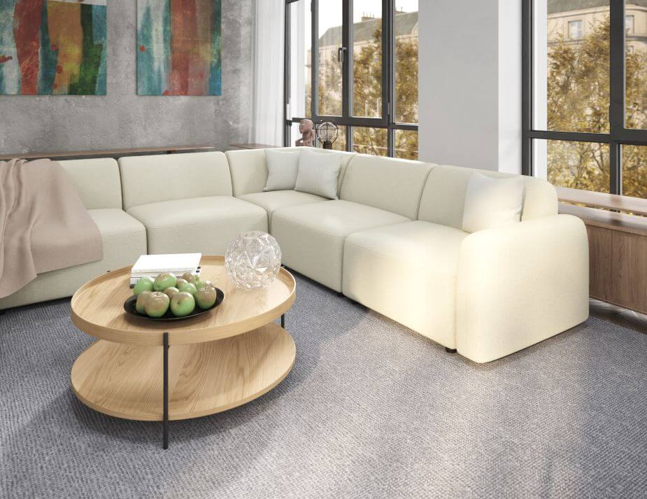 Layer Natural Wood Round Coffee Table 90cm