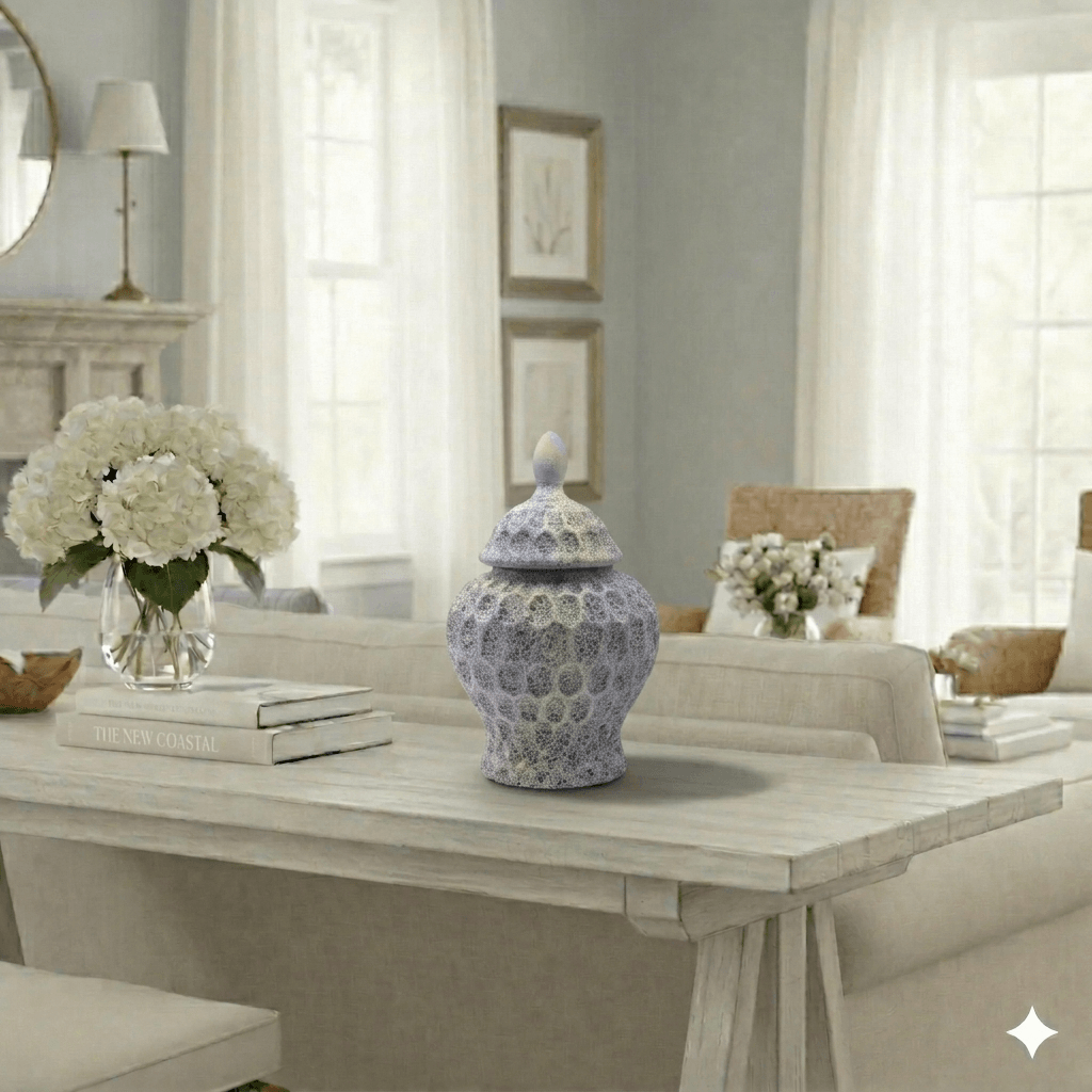 Textured Pastel Ceramic Ginger Jar