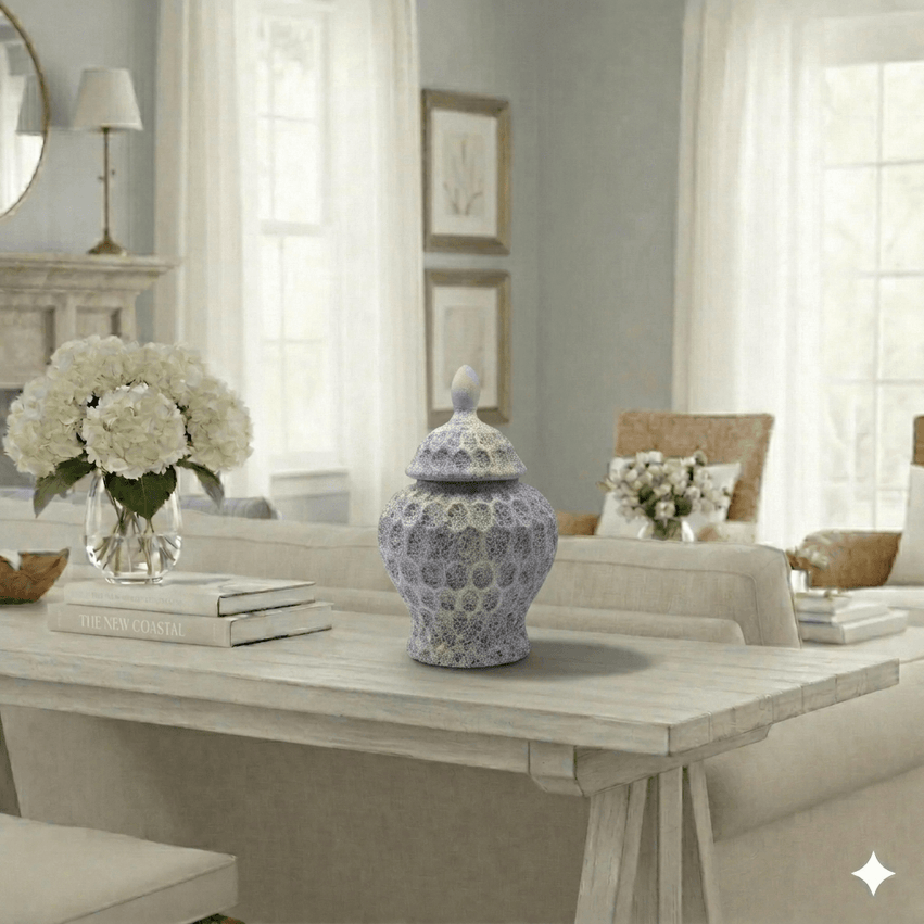 Textured Pastel Ceramic Ginger Jar
