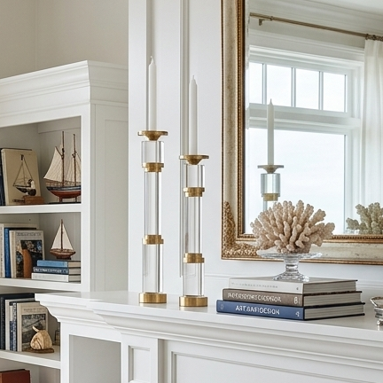 Luxury Acrylic & Brass Pillar Candle Holders