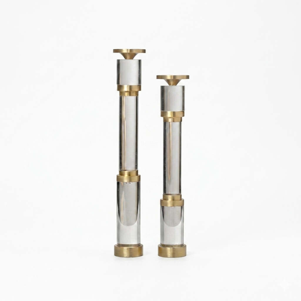 Luxury Acrylic & Brass Pillar Candle Holders