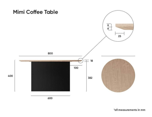 Mimi Natural White Round Coffee Table 80cm