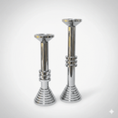 Modern Chrome Sculptural Candle Holder Set