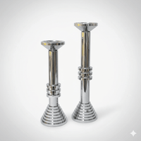 Modern Chrome Sculptural Candle Holder Set