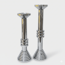 Modern Chrome Sculptural Candle Holder Set