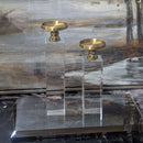 Modern Crystal & Gold Candle Holder Set