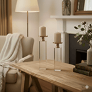 Modern Crystal & Gold Candle Holder Set