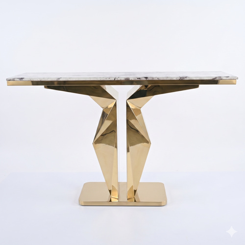 Modern Faux Marble Console Table - 160cm Gold