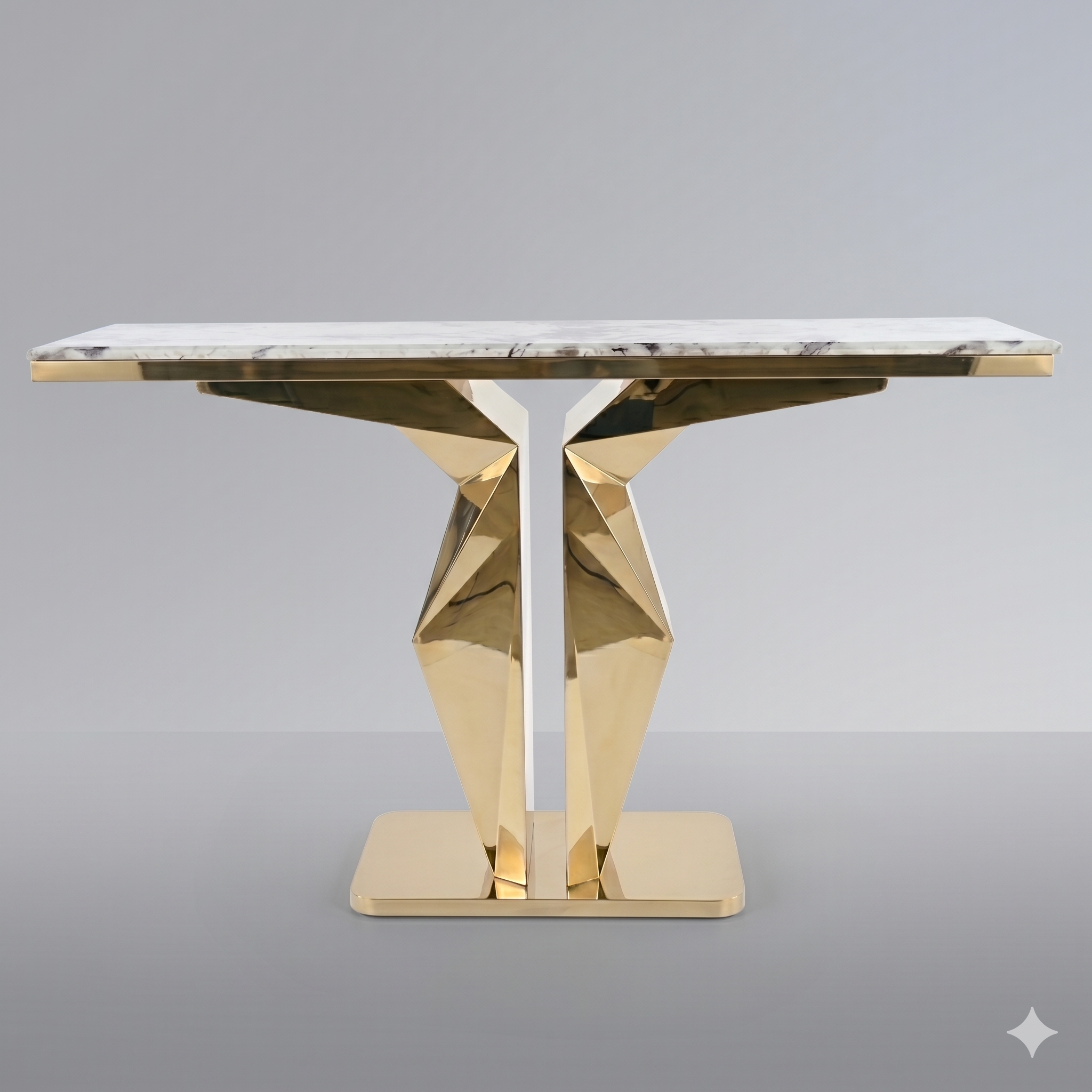 Modern Faux Marble Console Table - 160cm Gold