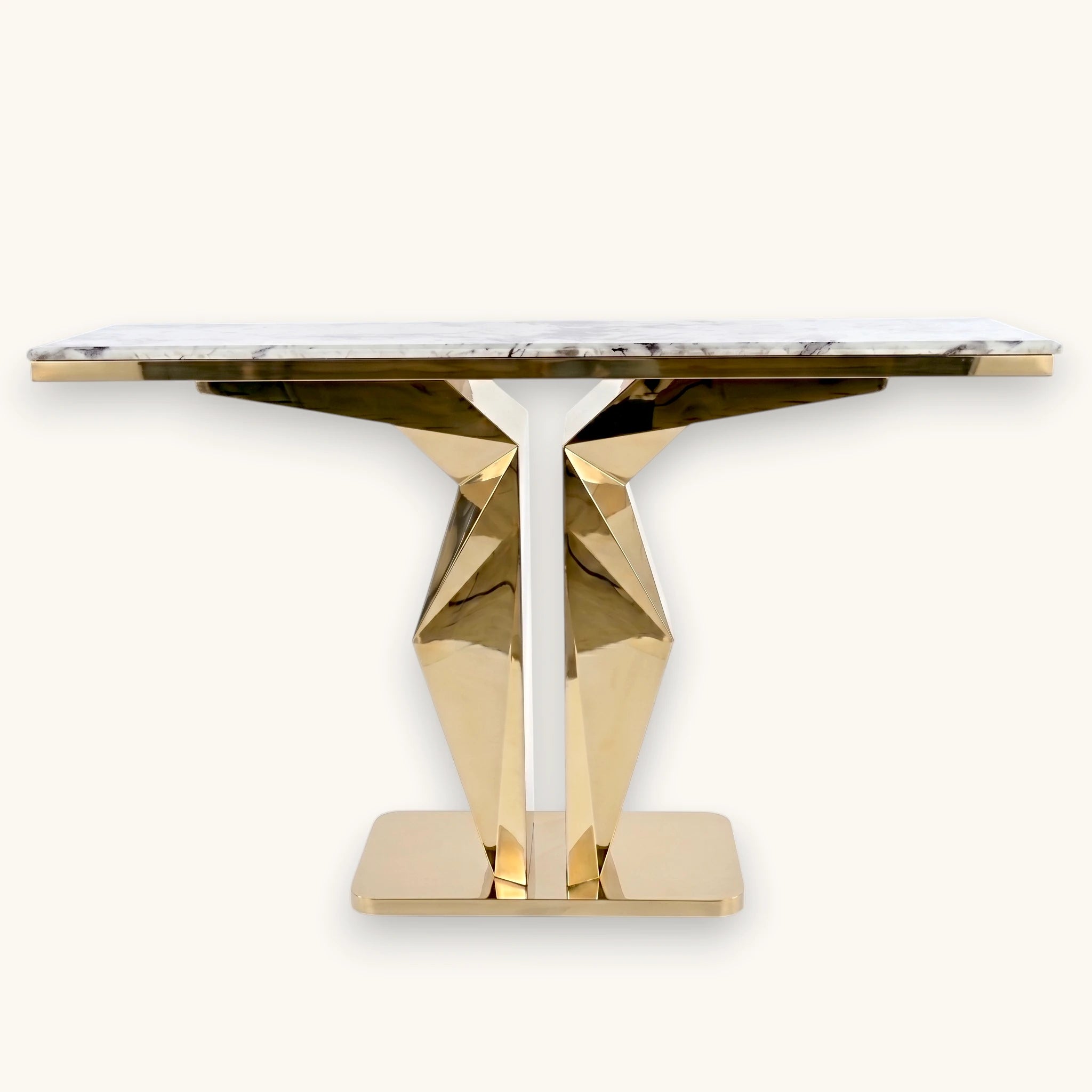 Modern Faux Marble Console Table - 160cm Gold