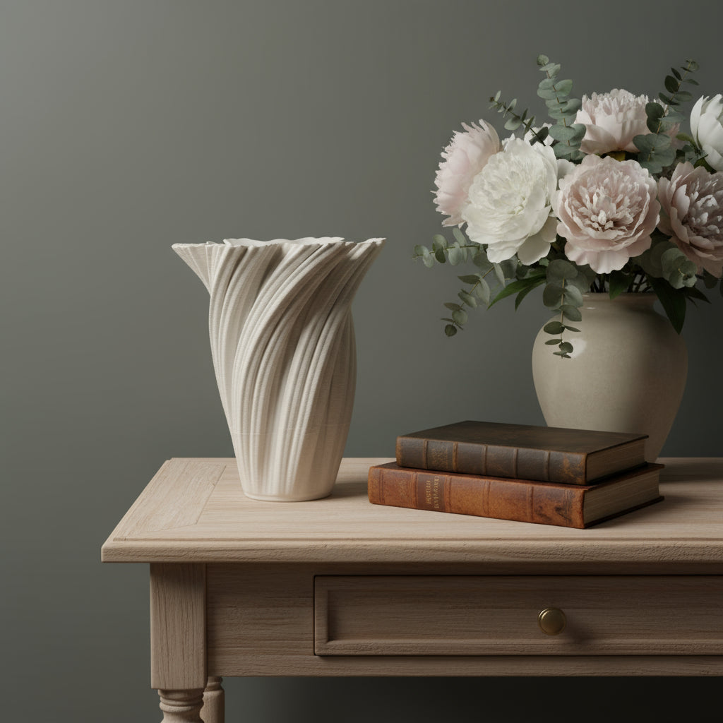Modern Sculptural 3D Printed Porcelain Vase