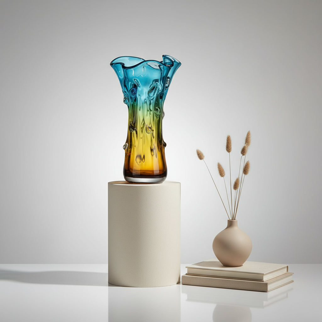 Natalie Hand Blown Murano Style Glass Vase